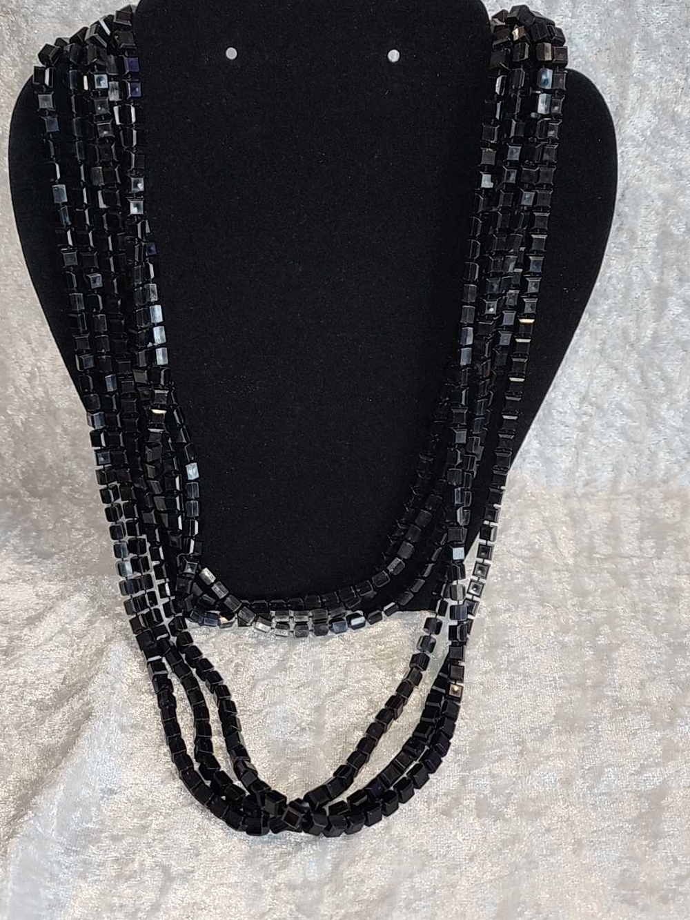 Elegant Black Multi-Strand Beaded Necklace - Vintage Estate Costume Jewelry